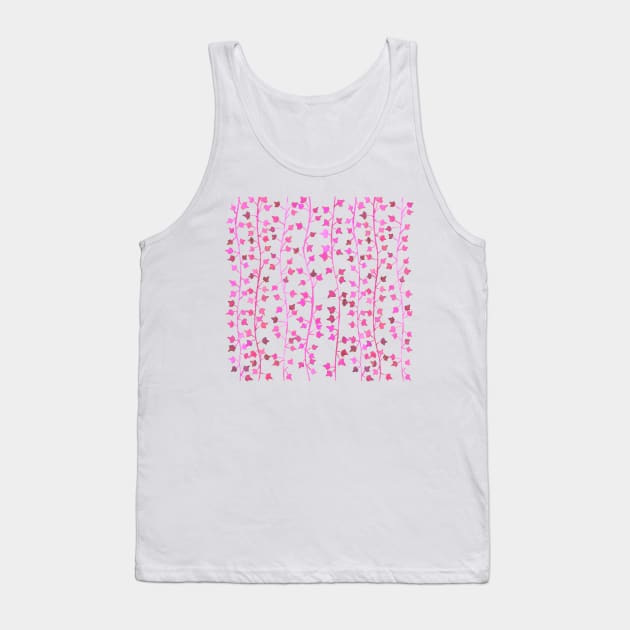 Watercolor Vines Pattern - Hot Pink Tank Top by monitdesign